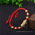 J2285 Gold Color Pixiu  Knots Adjustable Charm Bracelet Lucky Red Thread Bracelets